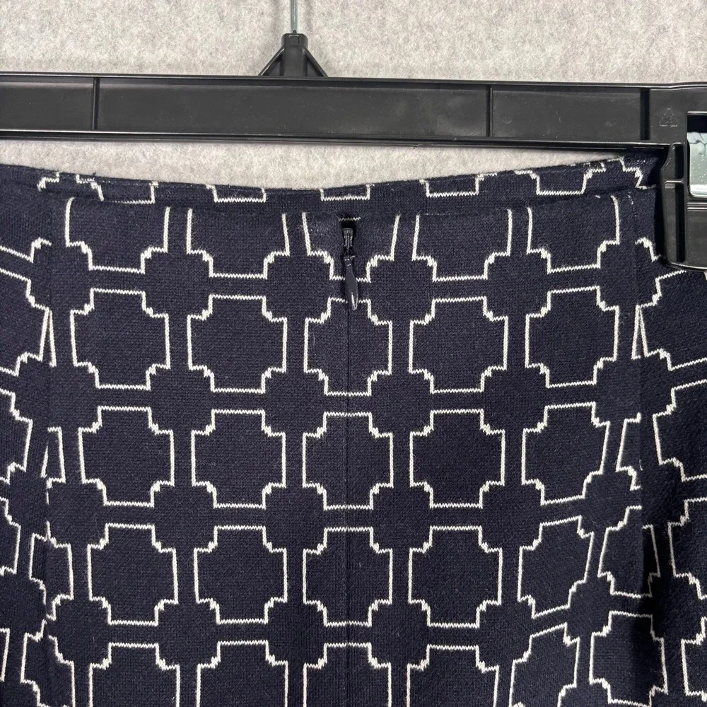 Talbots Mini Skirt 14W Navy White Geometric Ponte Knit Stretch Career Classic
